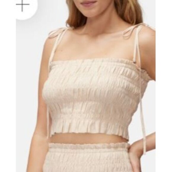 Wildfox Louisa Smocked Top Women Size XL NWT Square Neckline Straps Shoulder Tie - Picture 1 of 12